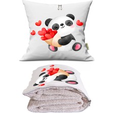 Caisya Kalpli Panda Tv Battaniyeli Opsiyonel Dekoratif Kırlent Yastık