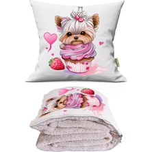 Caisya Muffın Cup Terrıer Tv Battaniyeli Opsiyonel Dekoratif Kırlent