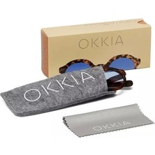 Okkia Lauro Unisex Yuvarlak Klasik Havana Güneş Gözlüğü Mavi Gradyan