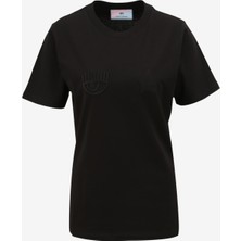 Chiara Ferragni Bisiklet Yaka Baskılı Siyah Kadın T-Shirt 75CBHT09