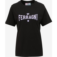 Chiara Ferragni Bisiklet Yaka Baskılı Siyah Kadın T-Shirt 75CBHT03