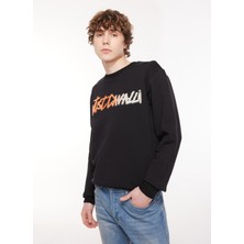 Just Cavalli Bisiklet Yaka Siyah Erkek Sweatshirt 75Oaı3R2