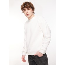 Denim Trip Regular Fit Ribanalı Yaka Ekru Erkek Kazak / Sweatshirt