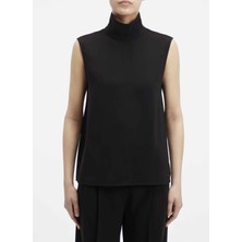 Calvin Klein Balıkçı Yaka Düz Siyah Kadın Bluz Structure Twll Ns Mock Neck Top
