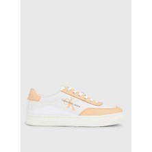 Calvin Klein Beyaz - Turuncu Kadın Deri Sneaker YW0YW0129602S