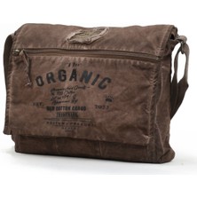 Tekno Trust Salaş Kanvas Omuz Postacı Kahverengi Laptop Okul Seyahat Günlük Vintage Çanta