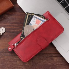 BDT Boutique Oppo Reno 5 LITE/A94 4g ile Uyumlu Moda Fermuar Çevirme Deri Manyetik Cüzdan Telefon Kılıfı (Yurt Dışından)