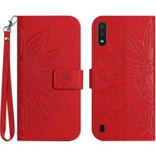 BDT Boutique Samsung Galaxy A10/M10 Kabartmalı Ayçiçeği Lüks Pu Deri Flip Case Telefon Kılıfı (Yurt Dışından)