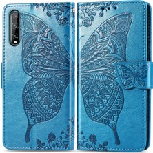 BDT Boutique Huawei Y8P Kelebek Kanatları Narin Çiçekler Flip Darbeye Deri ile Uyumlu Telefon Kılıfı (Yurt Dışından)