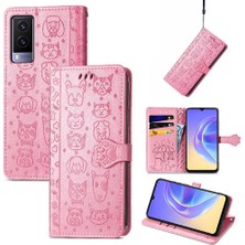 BDT Boutique Vivo V21E 5g Için Kısa Kayış Deri Karikatür Hayvanlar Telefon Kılıfı (Yurt Dışından)