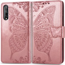 BDT Boutique Huawei Y8P Kelebek Kanatları Narin Çiçekler Flip Darbeye Deri ile Uyumlu Telefon Kılıfı (Yurt Dışından)