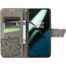 BDT Boutique Oneplus 11 Kelebek Kanatları Narin Çiçekler Darbeye Deri Telefon Kılıfı (Yurt Dışından)