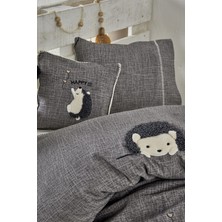 Ecocotton Migala Bebek Nevresim Takımı %100 Organik Pamuk Müslin Nakışlı Gri 100x150 Cm
