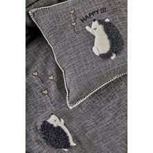 Ecocotton Migala Bebek Nevresim Takımı %100 Organik Pamuk Müslin Nakışlı Gri 100x150 Cm