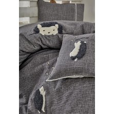 Ecocotton Migala Bebek Nevresim Takımı %100 Organik Pamuk Müslin Nakışlı Gri 100x150 Cm