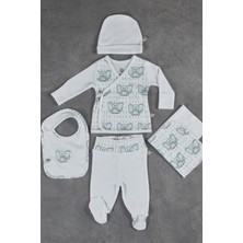 Ecocotton Borneo Erkek Bebek Zıbın Seti 5'li Beyaz 0-3 Ay