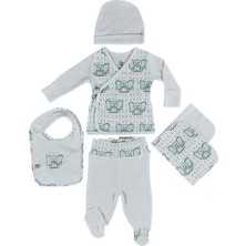 Ecocotton Borneo Erkek Bebek Zıbın Seti 5'li Beyaz 0-3 Ay