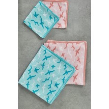 Ecocotton Turna Erkek Bebek Müslin Örtü Seti Turkuaz 100*100 cm