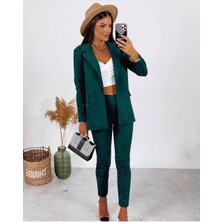 Twomeey Kadın Scuba Süet Kumaş Astarlı Ceket Pantolon Ikili Takım (Renkli)