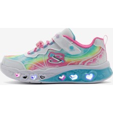 Skechers Flutter Heart Lights - Groovy Büyük Kız Çocuk Beyaz Işıklı Spor Ayakkabı 303253L Wmlt