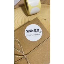 Butik Sosyetik Senin Için Sevgiyle Hazırlandı Yuvarlak Yapışkanlı Etiket 4X4CM 120 Adet