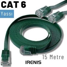 IRENIS 15 Metre Cat6 Kablo Yassı Ethernet Network Lan Ağ Internet Kablosu