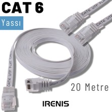 IRENIS 20 Metre Cat6 Kablo Yassı Ethernet Network Lan Ağ Internet Kablosu