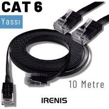 IRENIS 10 Metre Cat6 Kablo Yassı Ethernet Network Lan Ağ Internet Kablosu