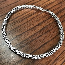 Takı Dükkanı Gümüş Erkek Bileklik Kare Kral Model 5 mm 18 gr msb09