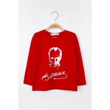 Le Mabelle Kırmızı Atatürk Baskılı Kız Çocuk Tişört