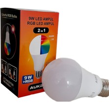 Aukes 9W 2 W Rgb LED Ampul Gece Lambası