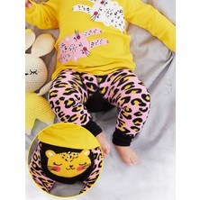 Denokids Leopar Kız Bebek Pembe Tayt-pantolon