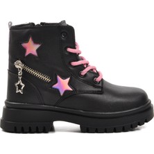 Pepino 1525-P Siyah-Pembe Içi Polarlı Kız Çocuk Bot