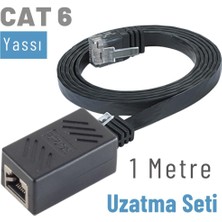 IRENIS 1 Metre Cat6 Kablo Uzatma Seti, Yassı Ethernet Kablo ve Ekleyici