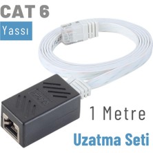 IRENIS 1 Metre Cat6 Kablo Uzatma Seti, Yassı Ethernet Kablo ve Ekleyici