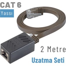 IRENIS 2 Metre Cat6 Kablo Uzatma Seti, Yassı Ethernet Kablo ve Ekleyici