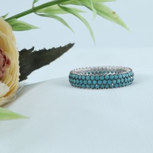 Neva Jewelry Turkuaz Üç Sıra Tamtur Yüzük