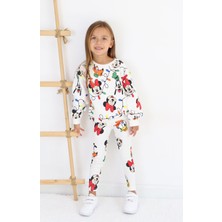 Orca Kids Fashion 2-8 Yaş Aralığı Minnie Mause Sweatshirt Fitilli Taytlı Takım