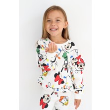 Orca Kids Fashion 2-8 Yaş Aralığı Minnie Mause Sweatshirt Fitilli Taytlı Takım