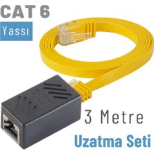 IRENIS 3 Metre Cat6 Kablo Uzatma Seti, Yassı Ethernet Kablo ve Ekleyici