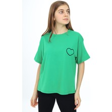 Angelos Girls Kız Çocuk Kalp Baskılı T-Shirt 9-14 Yaş LX5013