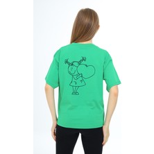 Angelos Girls Kız Çocuk Kalp Baskılı T-Shirt 9-14 Yaş LX5013