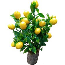 Cennet Home  Kütük Saksıda Limon Demeti Masaüstü Hediyelik Dekoratif Yapay Çiçek