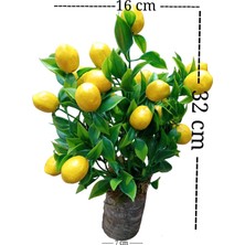 Cennet Home  Kütük Saksıda Limon Demeti Masaüstü Hediyelik Dekoratif Yapay Çiçek