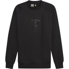 Puma Ferrari Race Big Shield Crew Erkek Günlük Sweatshirt 62380201 Siyah