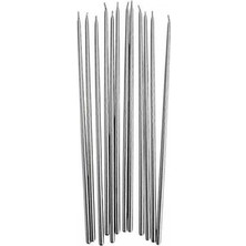 Kuzey Oyuncak Vıp 35 cm 8 Pcs Church Metallıc Silver Candles Gümüş Arınma Mumu 8 Adet Ince Mum Gümüş Kilise Mumu