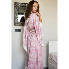 Mita Concept Pembe Desenli Ipeksi Yarasa Kol Kimono