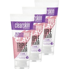 Avon Clearskin Leke Karşıtı 3'ü 1 Arada Pembe Kil Scrub 75 Ml. Üçlü Set