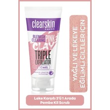 Avon Clearskin Leke Karşıtı 3'ü 1 Arada Pembe Kil Scrub 75 Ml. Üçlü Set