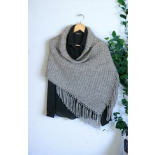 Knittingbirdshop Tunus Işi Şal Yumuşak Yün Akrilik Karışımı El Işi El Yapımı Hediye Handmade Kahve Batik